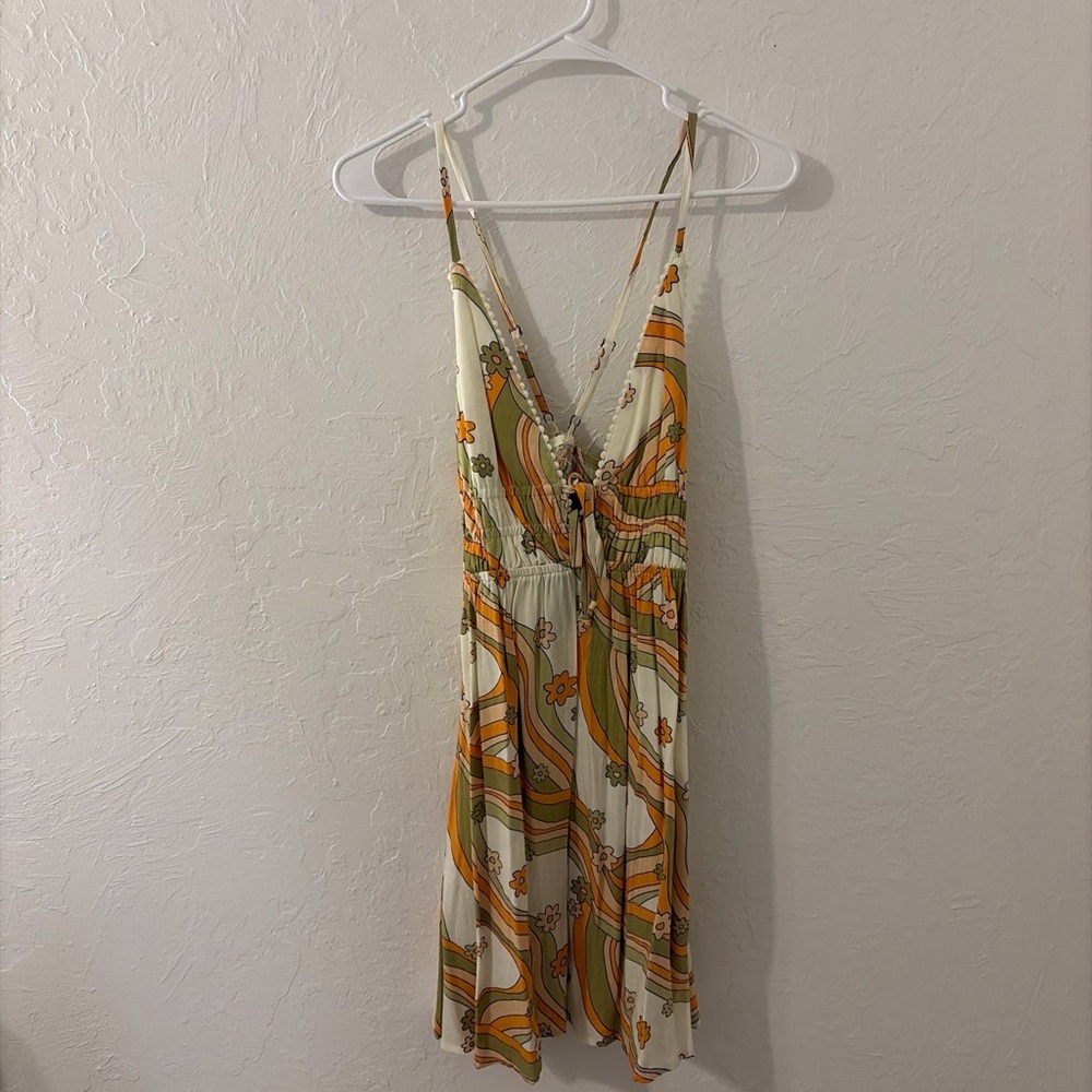 Wild Fable Floral Dress in Orange and Olive